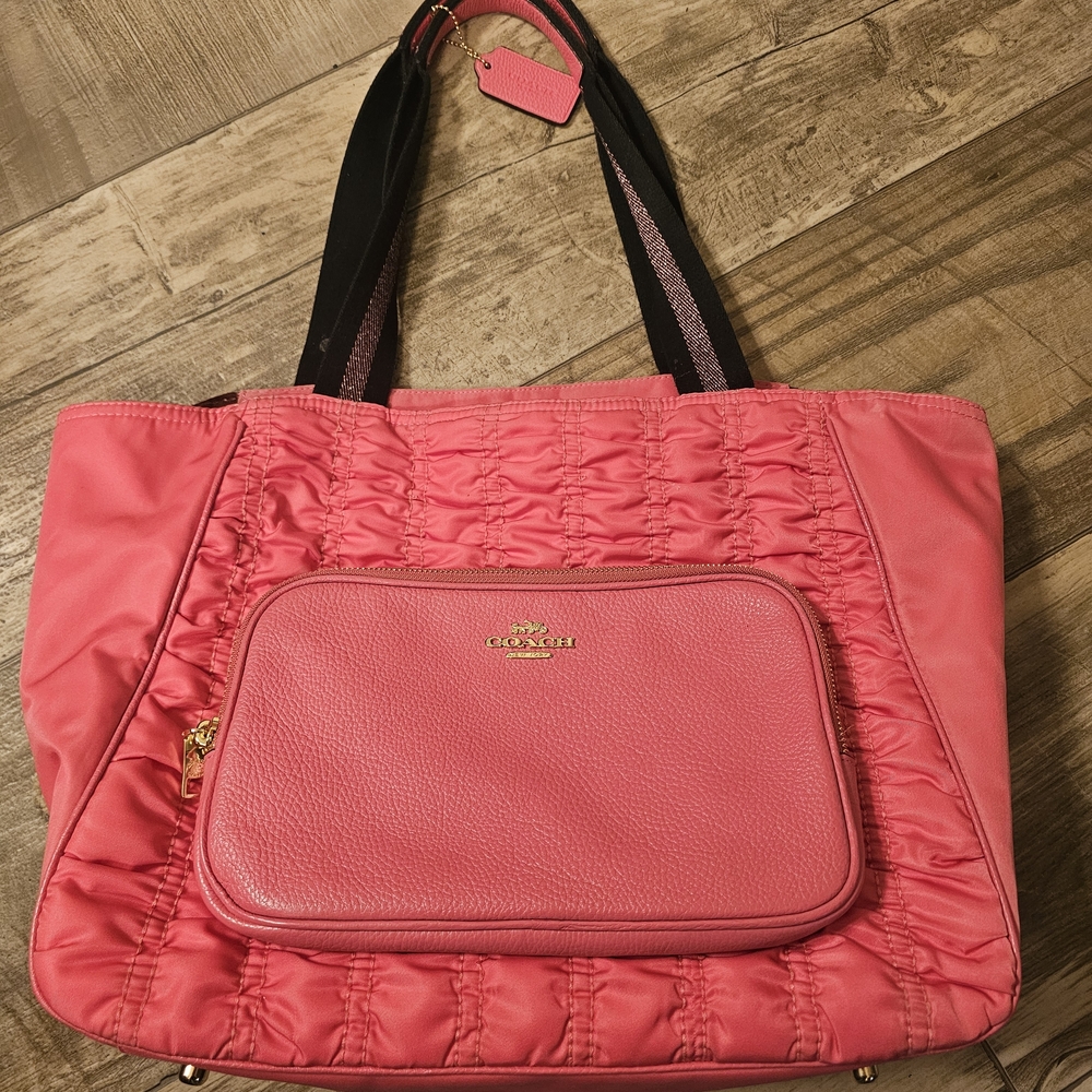 Coach Pink Ruched Tote Bag